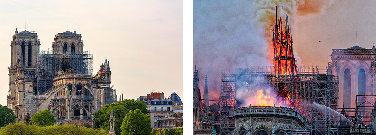 Restaurierung von Notre Dame 4 Jahre nach dem verheerenden Brand der Kathedrale und ein Jahr vor der angekündigten Wiedereröffnung